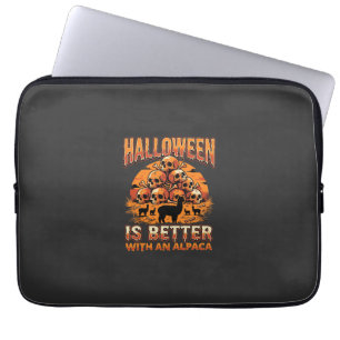 Halloween Alpaca Schedel Stapel Retro Horror Desig Laptop Sleeve