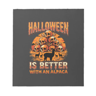Halloween Alpaca Schedel Stapel Retro Horror Desig Notitieblok