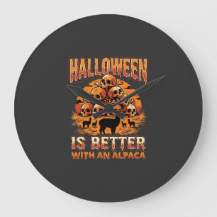 Halloween Alpaca Schedel Stapel Retro Horror Ontwe Grote Klok