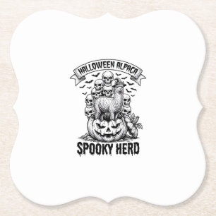 Halloween Alpaca Shirt Vintage Schedel Pompoen Ont Kartonnen Onderzetters