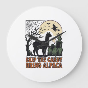 Halloween Alpaca T-shirt Schattig Griezelen Vintag Grote Klok