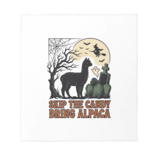 Halloween Alpaca T-shirt Schattig Griezelen Vintag Notitieblok