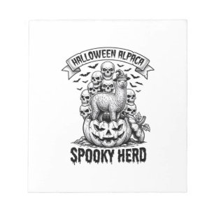 Halloween Alpaca T-shirt Vintage Schedel Pompoen O Notitieblok