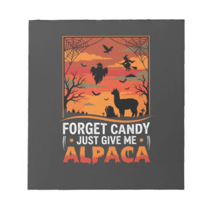 Halloween Alpaca Vergeet Snoep Griezelig Vectoront Notitieblok