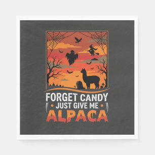 Halloween Alpaca Vergeet Snoep Griezelig Vectoront Servet