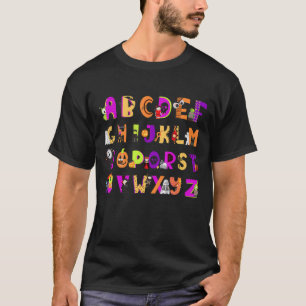 Halloween Alphabet ABC's Learning Kindergarten Tea T-shirt