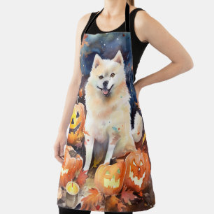 Halloween American Akita met pompoenen Scary Schort
