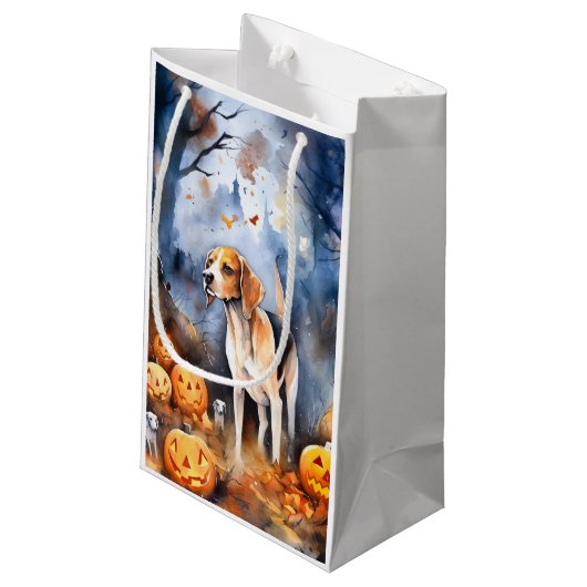 Halloween American English Foxhound with Pumpkins Klein Cadeauzakje (Achterkant Gekanteld)
