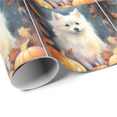 Halloween American Eskimo met pompoenen eng Cadeaupapier (Rol Hoek)