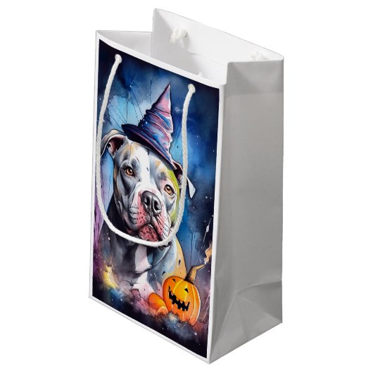 Halloween American Staffordshire met pompoenen Klein Cadeauzakje (Achterkant Gekanteld)