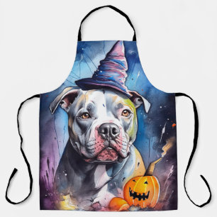 Halloween American Staffordshire met pompoenen Schort