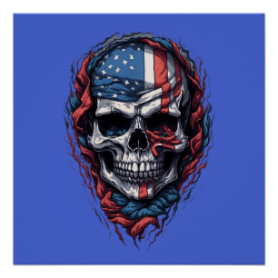 Halloween Amerikaanse vlag schedel Tshirt Hallow Perfect Poster
