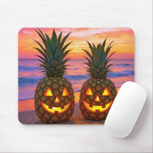 Halloween Ananas Jack-o-lanterns Op een Strand Muismat