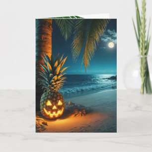 Halloween ananas op het strand kaart