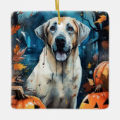 Halloween Anatolian Shepherd met pompoenen eng Keramisch Ornament (Voorkant)