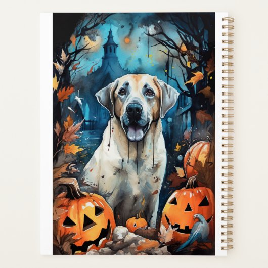 Halloween Anatolian Shepherd met pompoenen eng Planner (Achterkant)