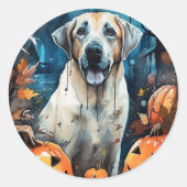 Halloween Anatolian Shepherd met pompoenen eng Ronde Sticker (Voorkant)