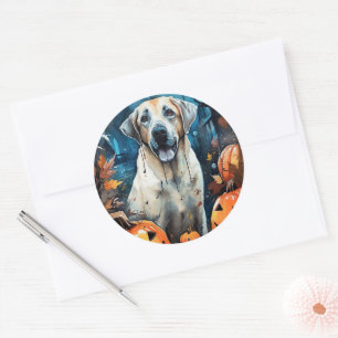 Halloween Anatolian Shepherd met pompoenen eng Ronde Sticker