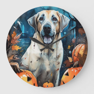 Halloween Anatolische Herdershond Met Pompoenen Gr Grote Klok