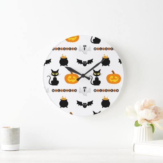 Halloween and cat-themed wall clock. grote klok (Huis)