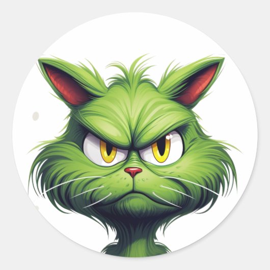 Halloween Angry Cat Ronde Sticker (Voorkant)