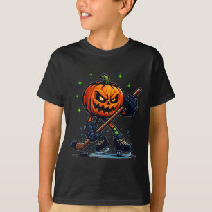Halloween Angstaanjagende Pompoen Toont Hockey Vaa T-shirt
