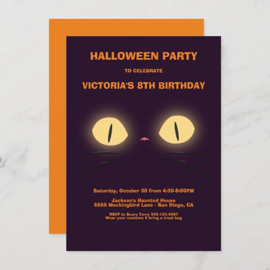 Halloween Anniversaire Chat Eyes invitations (Devant / Derrière)
