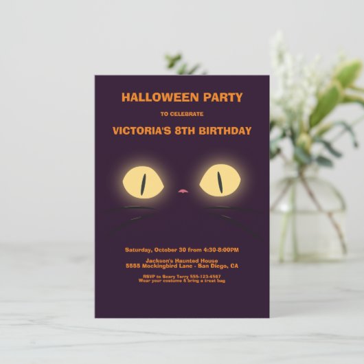 Halloween Anniversaire Chat Eyes invitations (Debout devant)