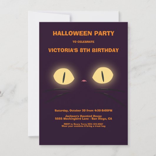 Halloween Anniversaire Chat Eyes invitations (Devant)