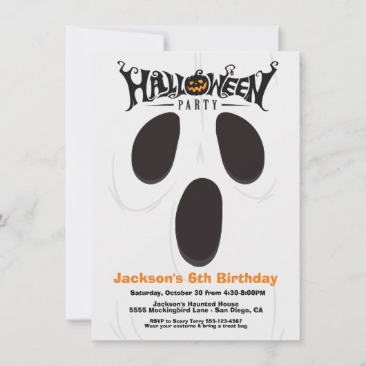 Halloween Anniversaire Fantôme Visage invitations (Devant)