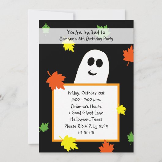 Halloween Anniversaire Fête Invitation Fantôme d'a (Devant)