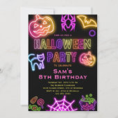 Halloween Anniversaire Invitation Enfants Neon Par (Devant)