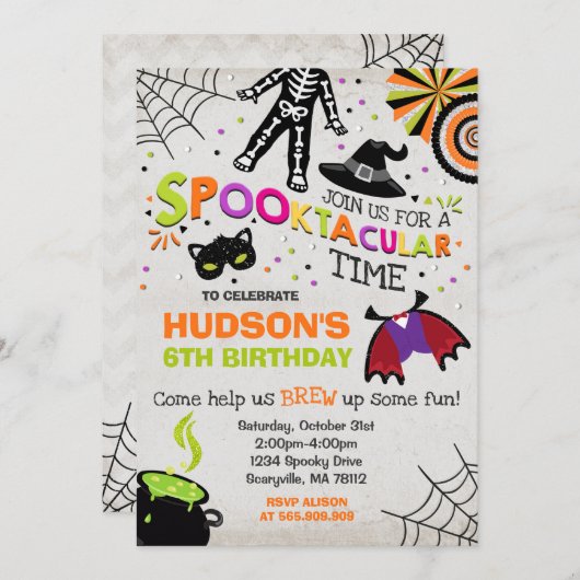 Halloween Anniversaire Invitation Spooktacular Par (Devant / Derrière)