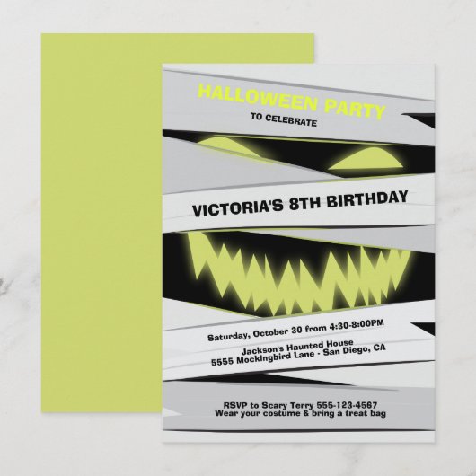 Halloween Anniversaire Mummy invitations (Devant / Derrière)