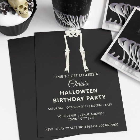 Halloween Anniversaire Skeleton Party Invitation