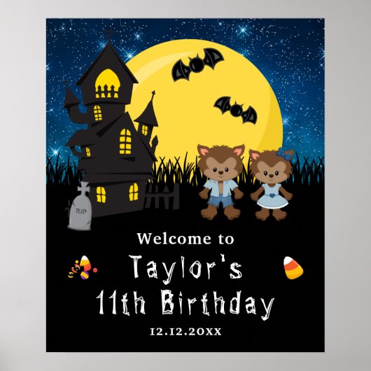 Halloween Anniversaire Werewolfs Affiche de bienve (Devant)
