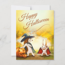 Halloween-ansichtkaart met schattige dieren briefkaart