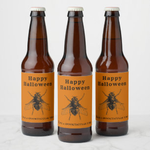 Halloween Antiek verbrand Oranje Insect Bier Etiket