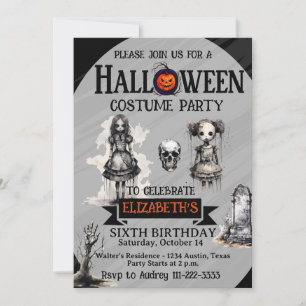 Halloween Any Age Meisjes Verjaardagsfeest Kaart