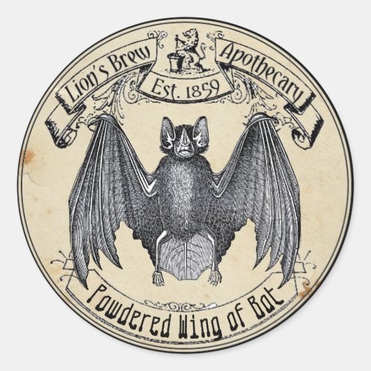 Halloween  Apothecary Wing of Bat Ronde Sticker (Voorkant)