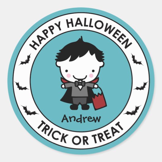 Halloween Aqua Treat Bag Sticker Label (Voorkant)