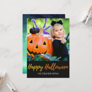 Halloween Arbres Citrouille Carte photo de famill