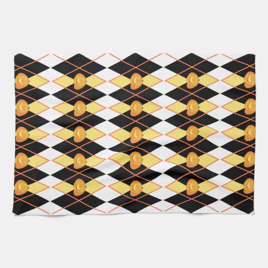 Halloween Argyle Jack-o-lantern Pumpkin Theedoek (Horizontaal)