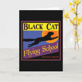  halloween Art Black Cat Flying School Kaart (Gele Bloem)