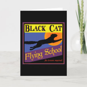  halloween Art Black Cat Flying School Kaart