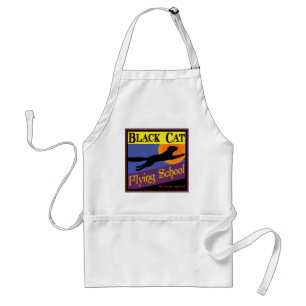 halloween Art Black Cat Flying School Standaard Schort
