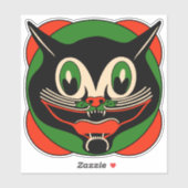  Halloween Art Deco Black Cat Sticker (Vel)