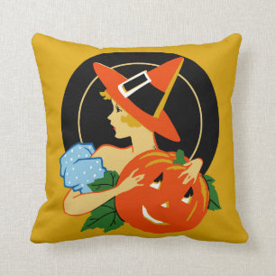 Halloween Art Deco Girl Pillow Kussen
