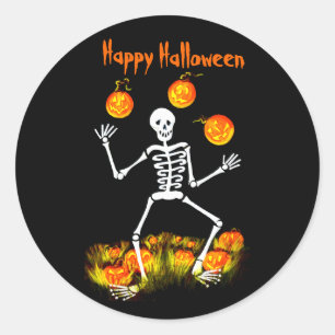 Halloween Art Stickers, skelet, Jack-O-lantaarns Ronde Sticker