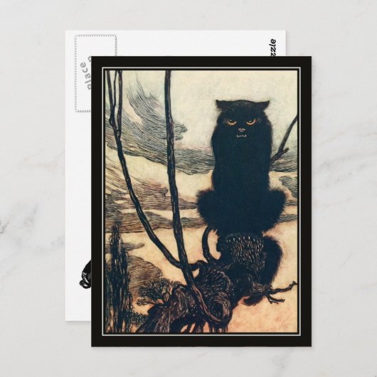 Halloween Arthur Rackham Black Cat Briefkaart (Voorkant / Achterkant)
